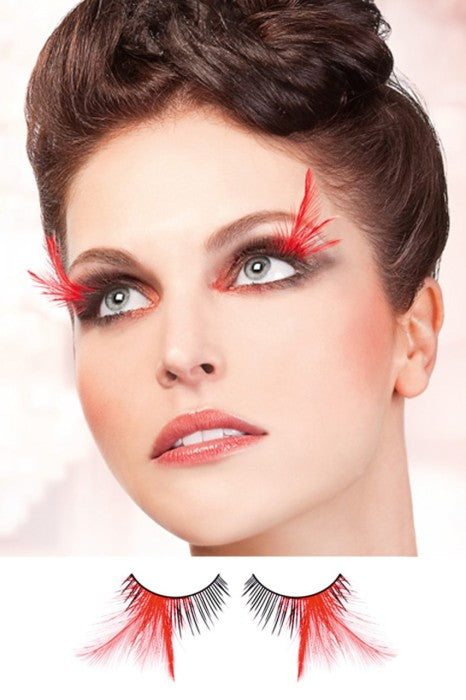 Black Red Feather Eyelashes