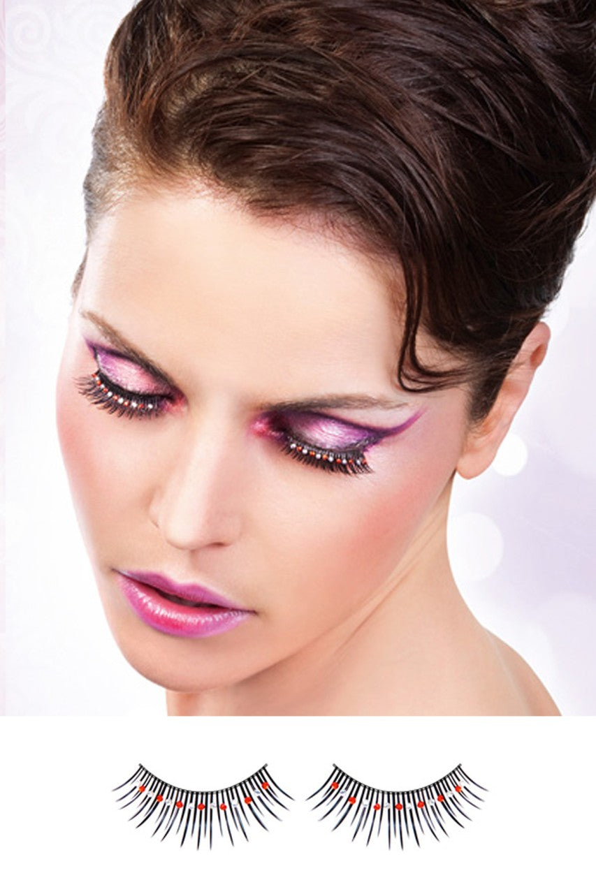 Black - Red - White Rhinestone Eyelashes